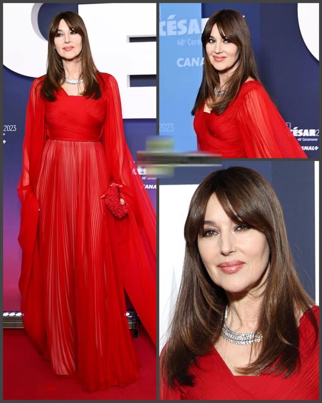 عکس) مونیکا بلوچی با لباس قرمز همه را محو خودش کرد!