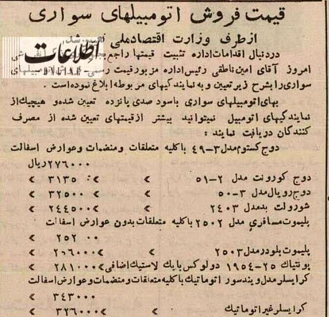 قیمت انواع خودرو در تهران ۷۰ سال پیش چقدر بود؟ +عکس