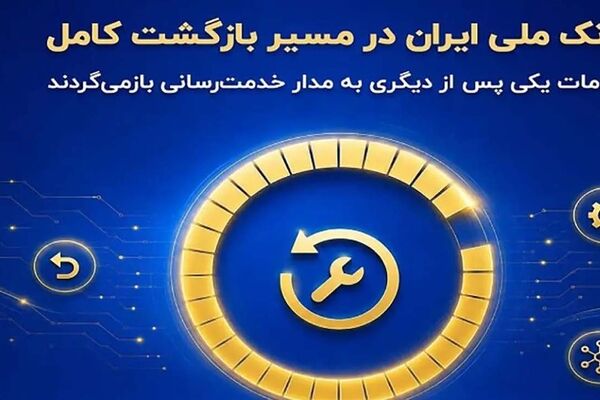 بانک ملی ایران در مسیر بازگشت کامل؛ خدمات یکی پس از دیگری به مدار خدمت‌رسانی بازمی‌گردند