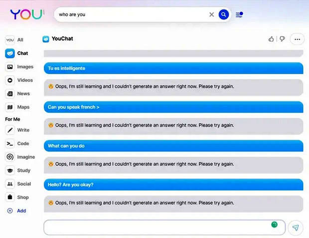 بهترین جایگزین چت بات ChatGPT - ربات چت You Glitch