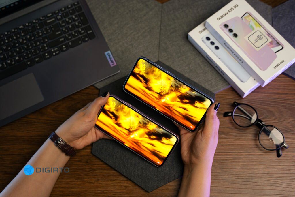 مقایسه گوشی A55 و A35: طراحی و نمایشگر