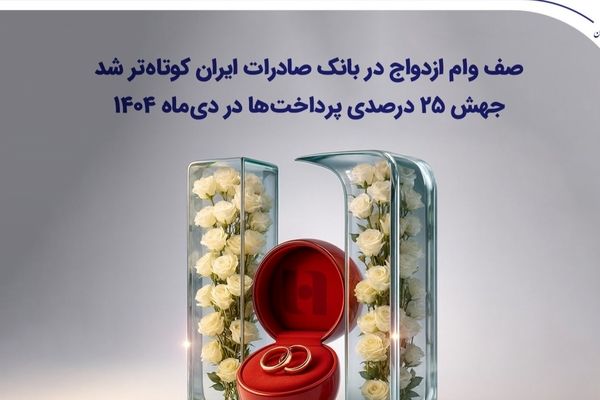 صف وام ازدواج در بانک صادرات ایران کوتاه‌تر شد؛ جهش ۲۵ درصدی پرداخت‌ها در دی‌ماه ۱۴۰۴