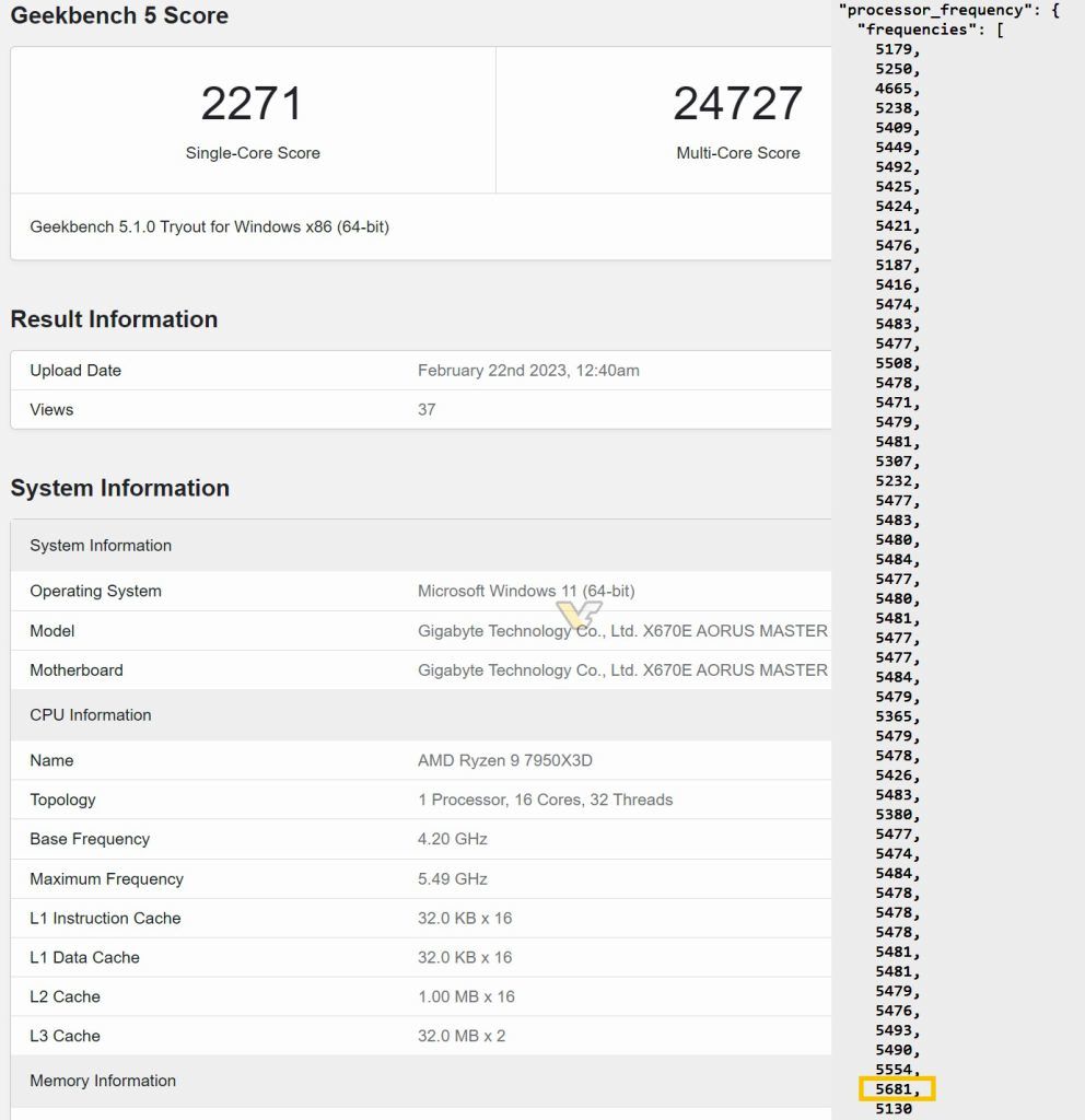 Ryzen 9 7950X3D تست تک هسته