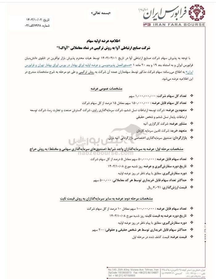 عرضه اولیه هفته آینده مشخص شد | جزییات و میزان نقدینگی عرضه اولیه آواک