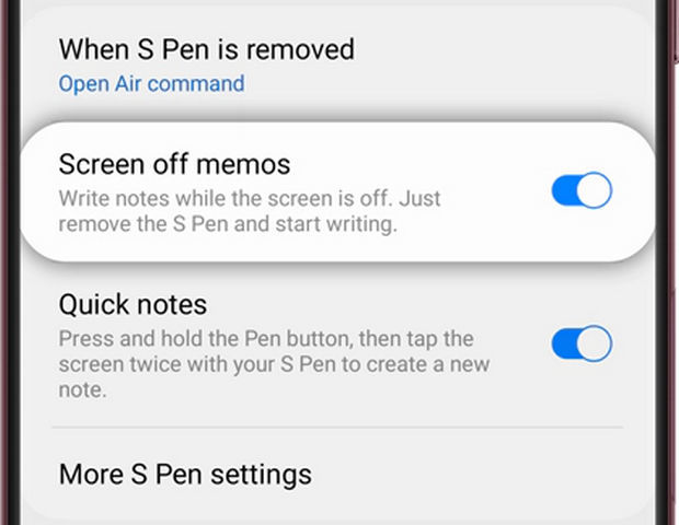 قابلیت Screen Off Memo