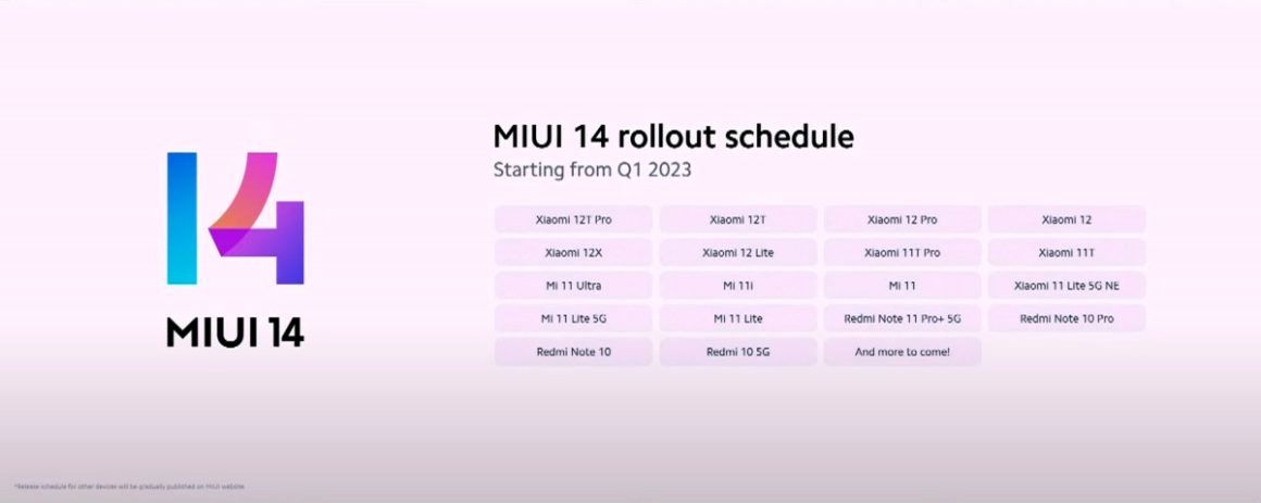 گوشی‌های واجد شرایط دریافت MIUI 14